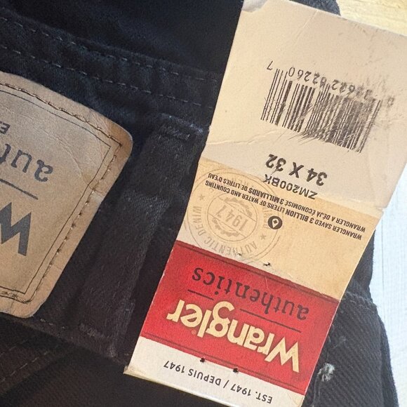 NEW Wrangler Authentics Jeans Black Straight Fit Denim Pants ZM200BK Size 34x32 - Picture 9 of 11